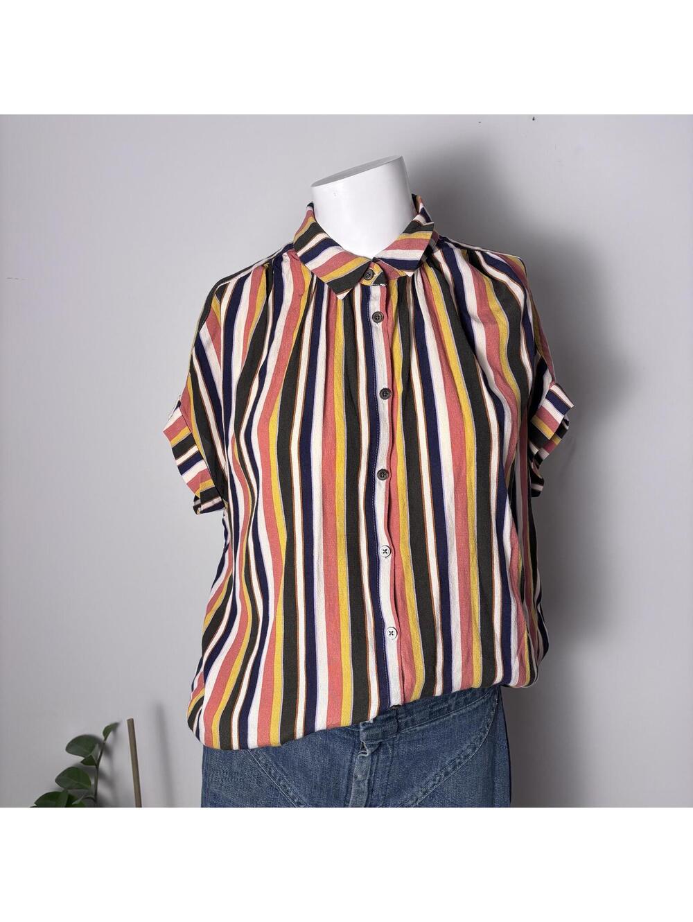 Madewell XS Striped Cap Sleeve Blouse